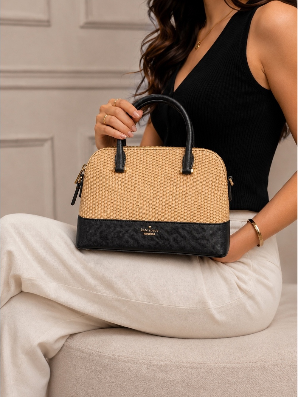 Kate Spade Woven Satchel Crossbody Bag iPhone Case Dust Bag